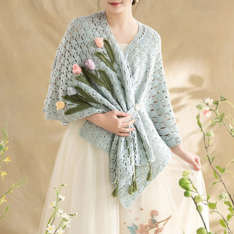 

Susan's Family Clothing DIY Набор для вязания крючком цветочный букет шаль материалы упаковка шаль ручной работы набор для вязания крючком свадебный подарок