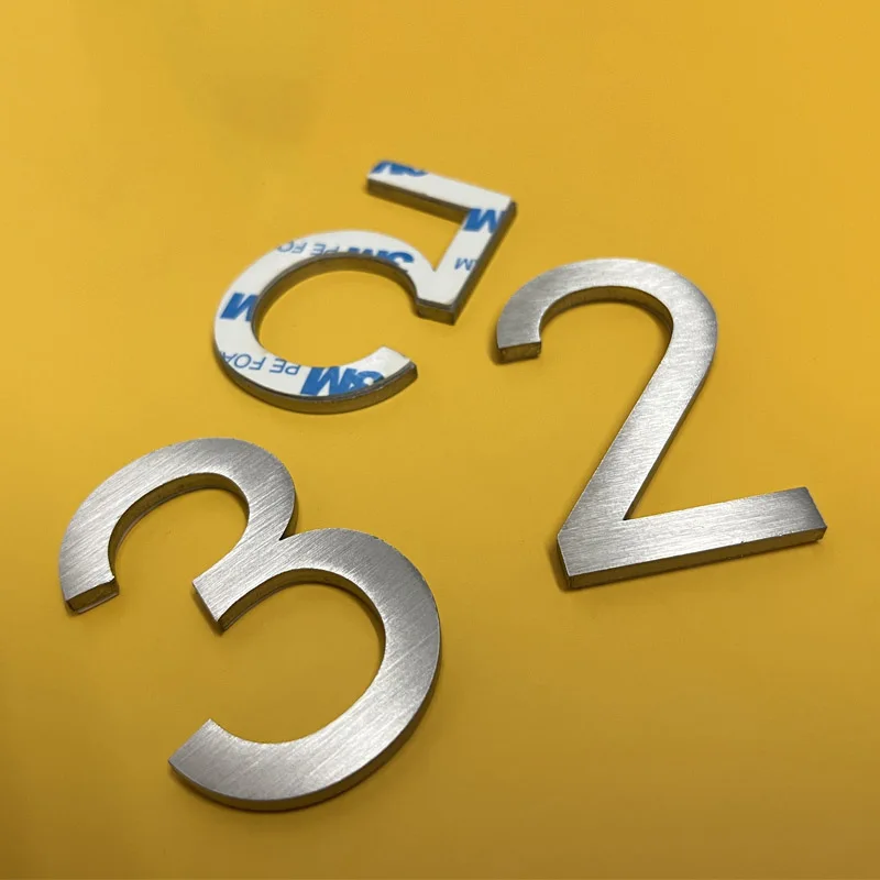 60mm Stainless Steel Number Stickers 0 To 9 Metal Self-adhesive Arabic Number Signs House Numbers For Doors Mailboxes Lockers house number signs house numbers number plate