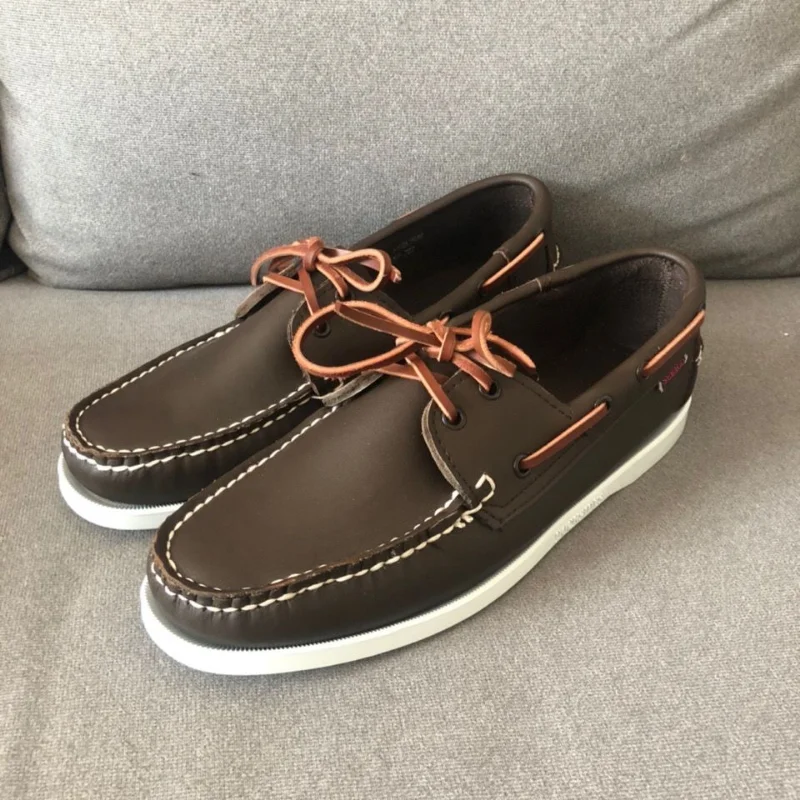 

2023 Men Original Leather Shoes Good Quality Women Boat Shoe Lacing Hand Made Casual Shoes Adult Comfortable Flats Footwear Man