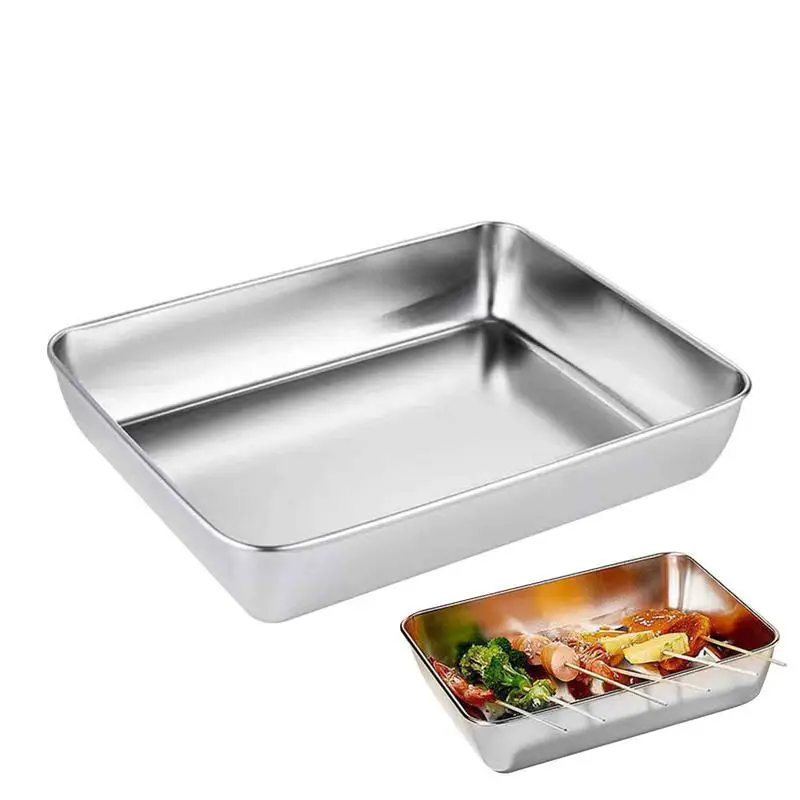 

Stainless Steel Baking Sheet Pans Leak Proof Lunch Storage Box Stackable Food Storage For Bread Salad Durable Kitchen Gadget