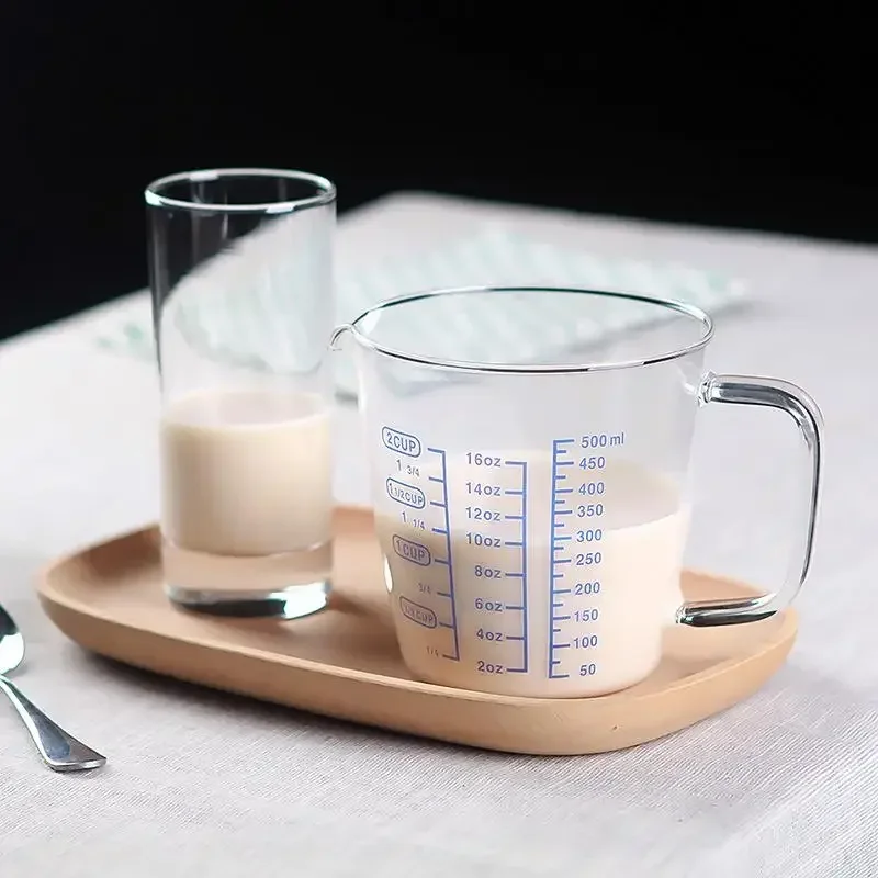 Heat Resistant Glass Cup 1PC Heat Resistant Borosilicate Glass Measuring Cup with Scale Child Milk Cup