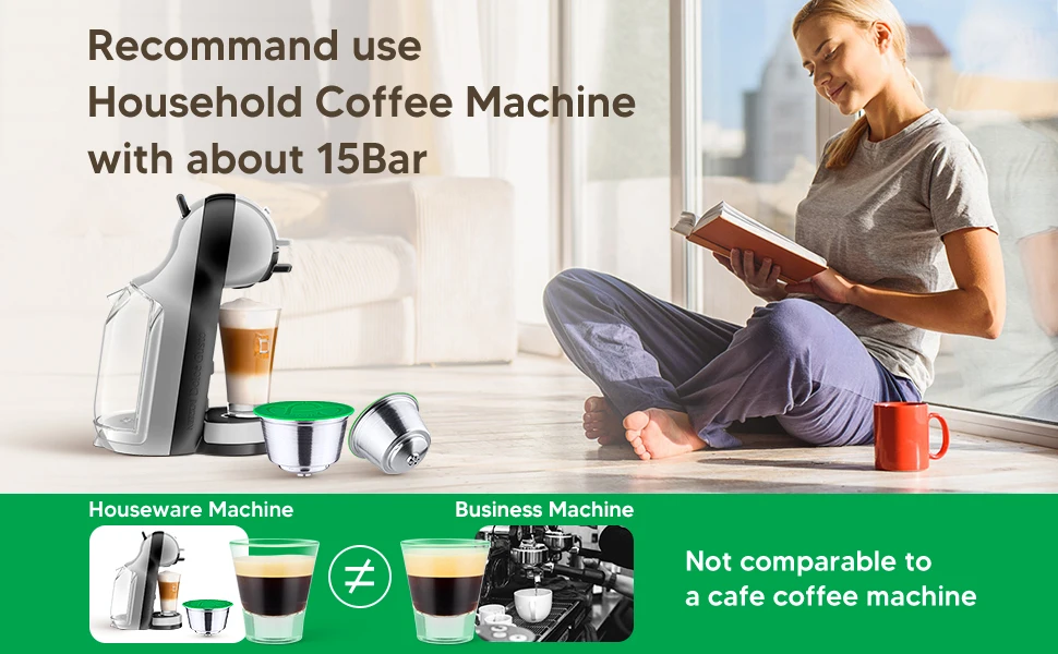 Description Picture 5 of itemReusable Coffee Foam Filters For Nescafe Dolce Gusto Refillable Capsule Pod Stainless Steel Plastic Tamper Wholesale