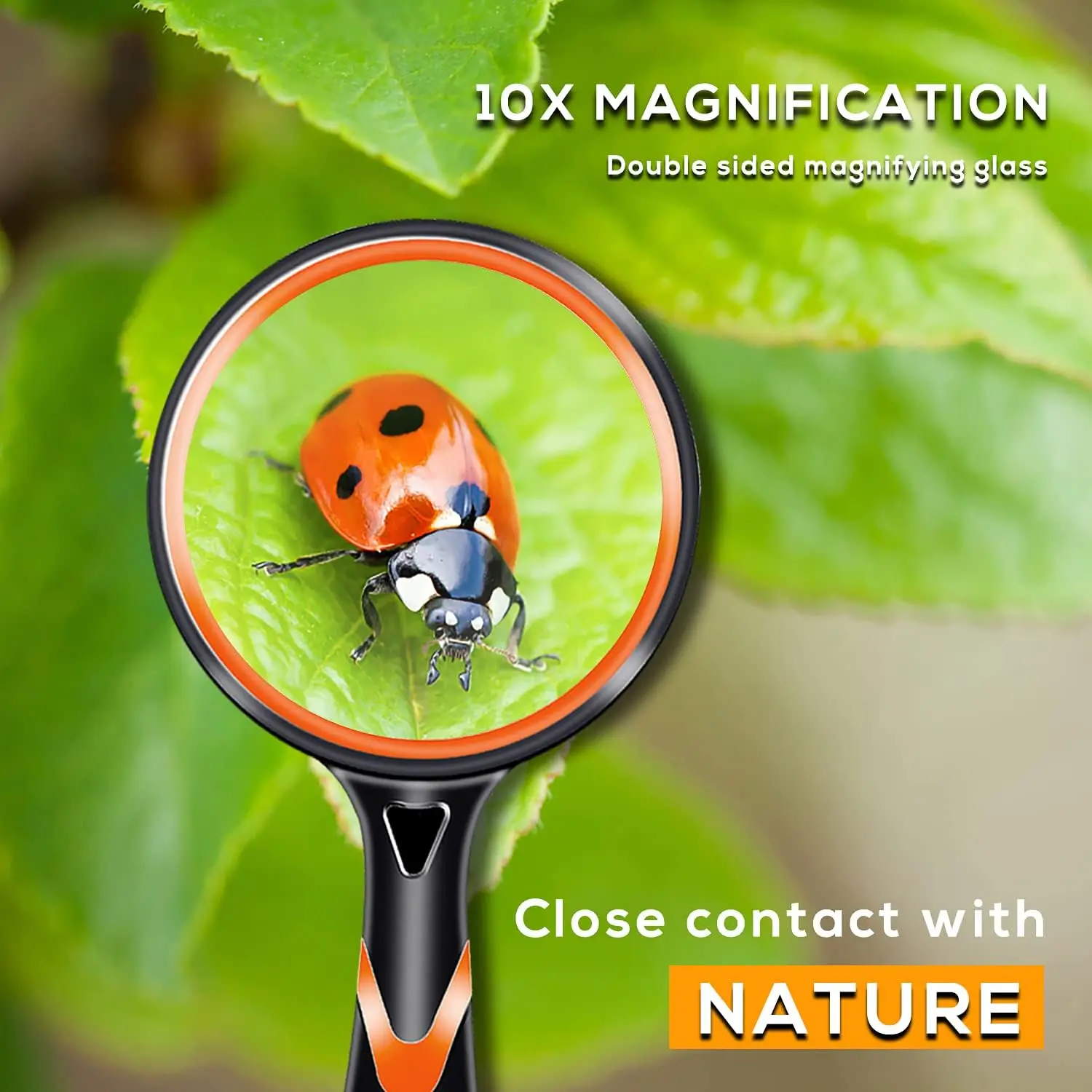 Magnifying Glass Handheld 10x Kids Seniors Reading Exploration Non-Slip Shatterproof 50/65/75/100mm