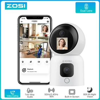 ZOSI C528 6MP/4MP HD Dual-Lens Indoor WiFi Security Camera Plug-in 360° Views Pan/Tilt Home Surveillance Baby/Pet Dog Monitor 1