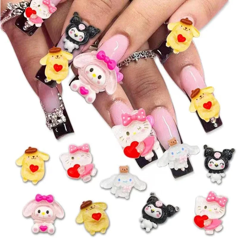 10pcs My Melody Nail Charms Kuromi Nail Charms Hello Kitty Nail