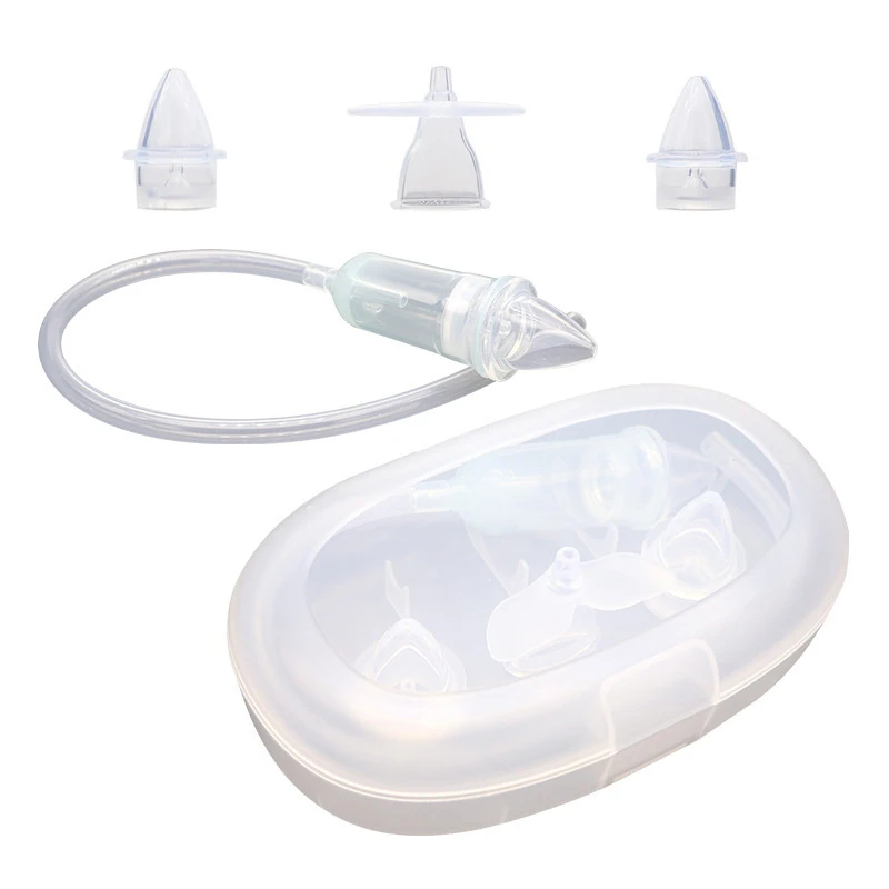 1Set New Absorption Silicone Safe Soft Tip Newborn Baby Nose Cleaner Sniffling Device Infant Vacuum Suction Nasal Aspirator baby nose cleaning tools