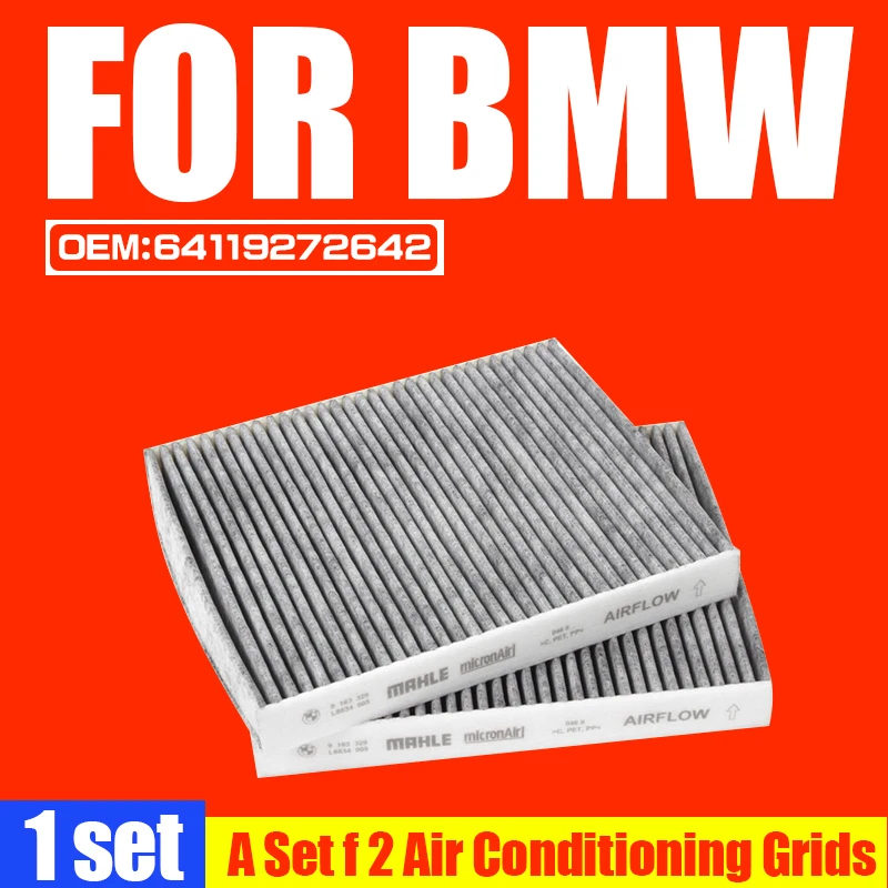 

For BMW F01 F02 F07 F10 64119163329 64119272642 Charcoal Activated Cabin Filter Set 64119163328 927264Genuine Cabin Filter