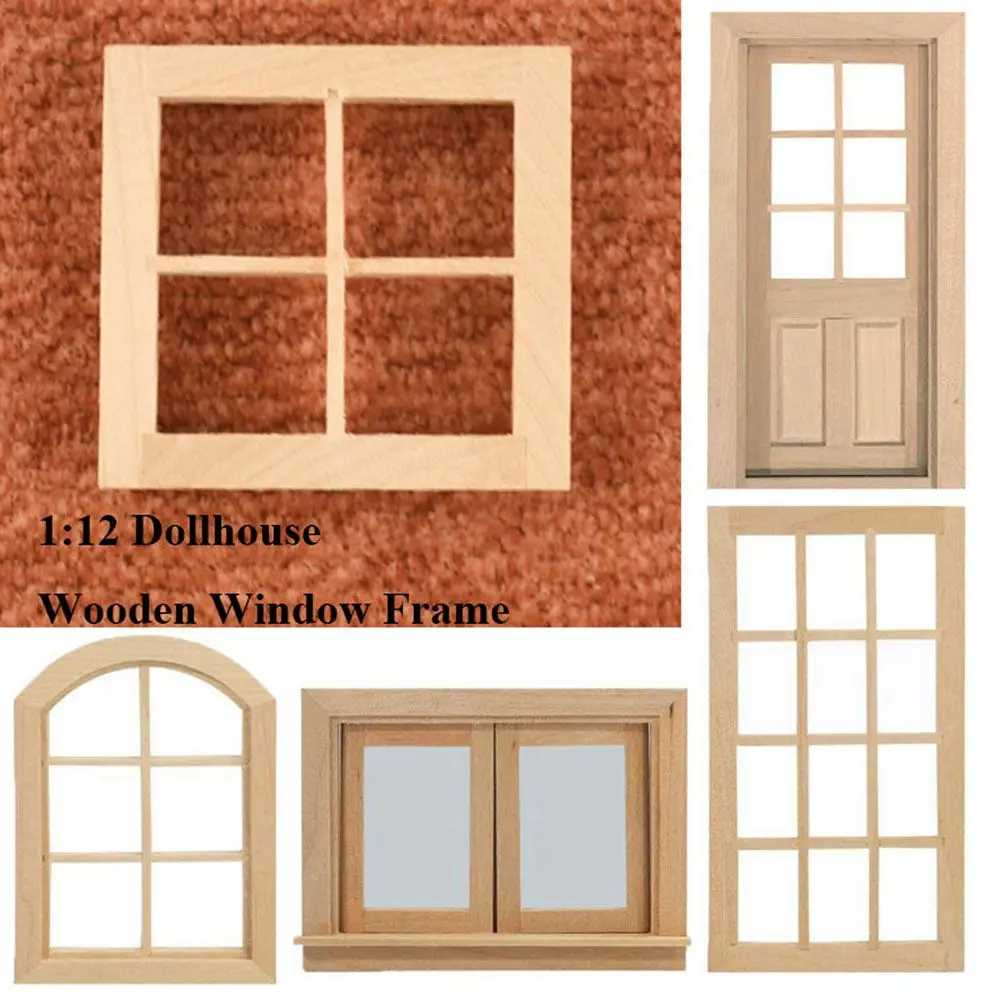 Charming DIY Miniature Dollhouse Wooden Frame Window with Glass Plate