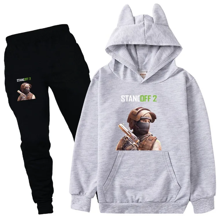 Heißes Spiel Abstands halter 2 Kleidung Kinder Sweatshirts Hoodies Hosen 2 stücke Set Baby Jungen Sportswear Kleinkind Mädchen Trainings anzug Kinder-Sets – Detail 17