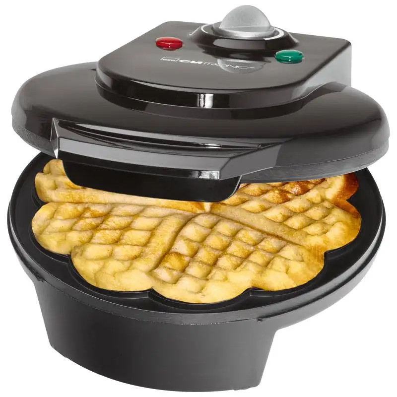 Clatronic Wa 3491 Electric Waffle 5 Waffle Regolatore Di Temperatura Antiaderente A Forma Di Cuore 18 Cm Nero 1200W Piastra