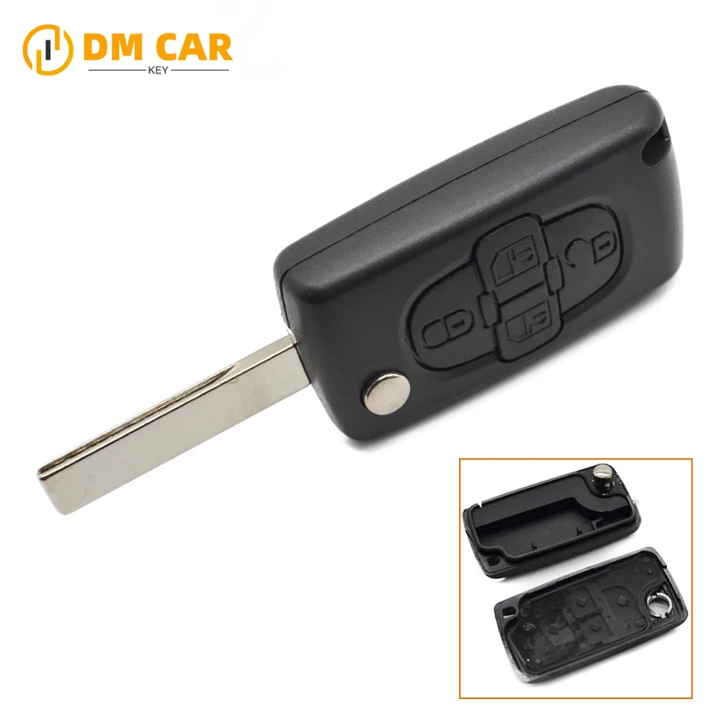 Key Case Car Key Shell Key Cover Folding Car Key Shell Fob Cover Key Fob Replacement DMKEY 0523 flip car key shell case HU83 Key 4Button for Citroen C8 Peugeot 1007 remote key cover replace blank