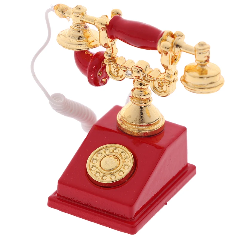 LUOZZY Miniature Telephone Vintage Mini Phone Rotary Phone Toy Dollhouse  Accessories Desk Telephone Home Desk Decoration