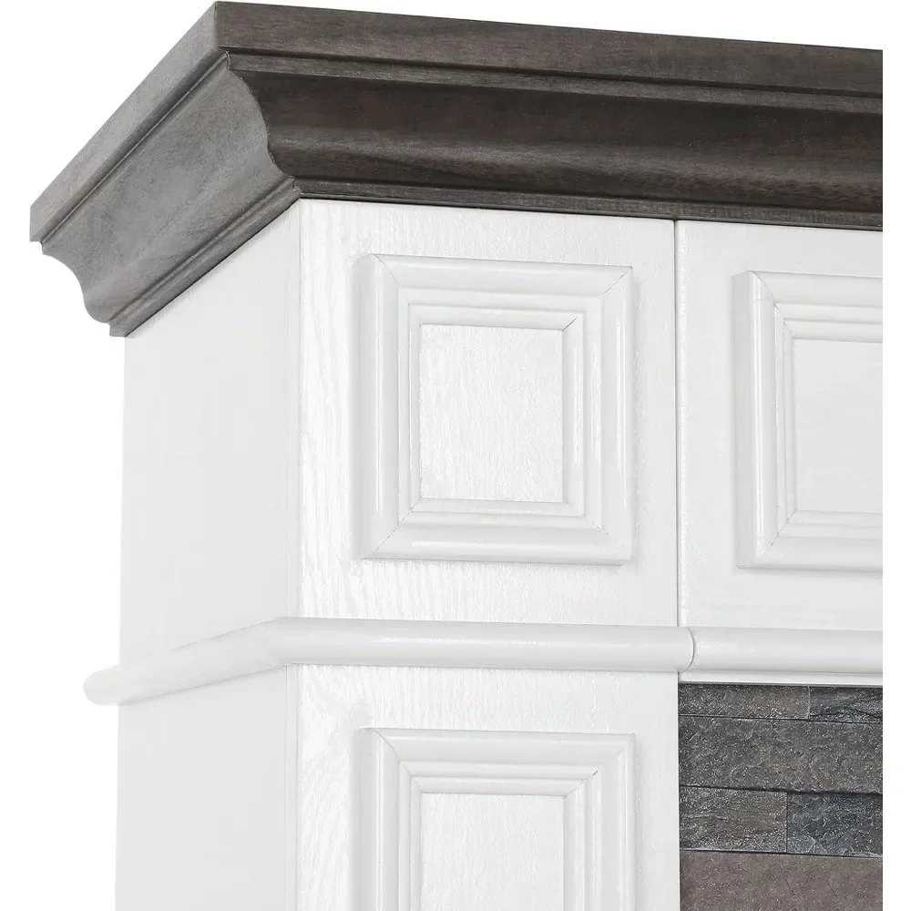 Portable Freestanding Wood Stove Heater, Realistic 3D Dancing Flame Effect and Stacked Stone Surround. 4