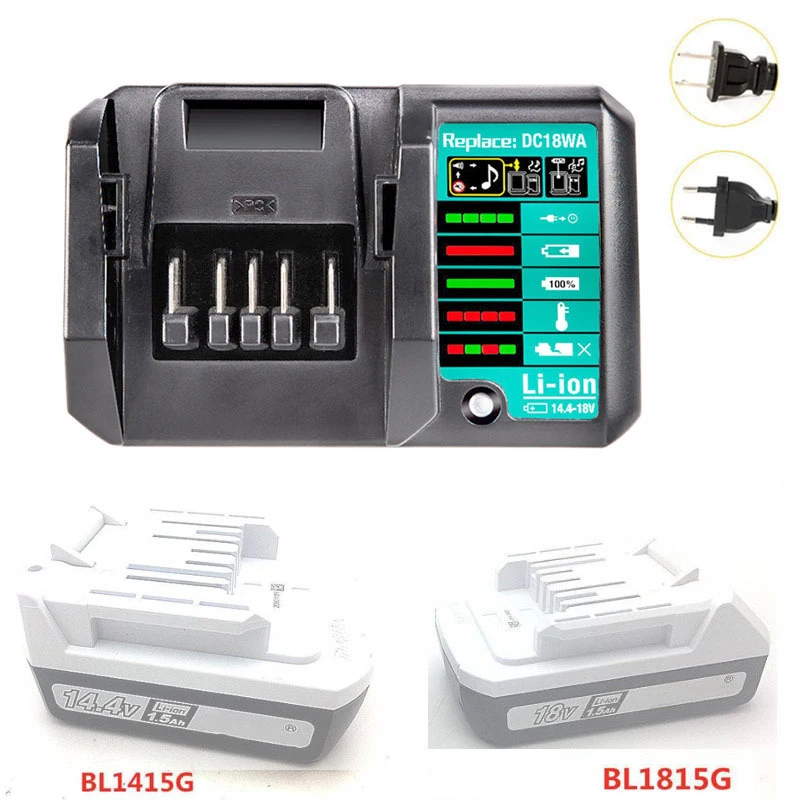 2 Pièces) Batterie & Chargeur Pour Makita BL1813G 18V 4,0Ah BL1815G BL1820G BL1840G HP457D DF457D DK18041 DK18015 Chargeur DC18WA (14,4V &18V
