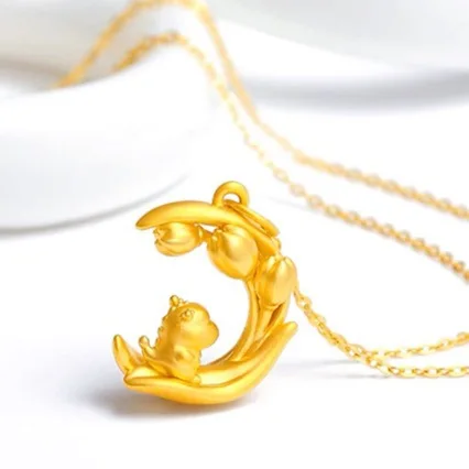 Real gold high quality pure gold 999 dragon pendant zodiac AU999 real 24K necklace dragon pendant jewelry women gift