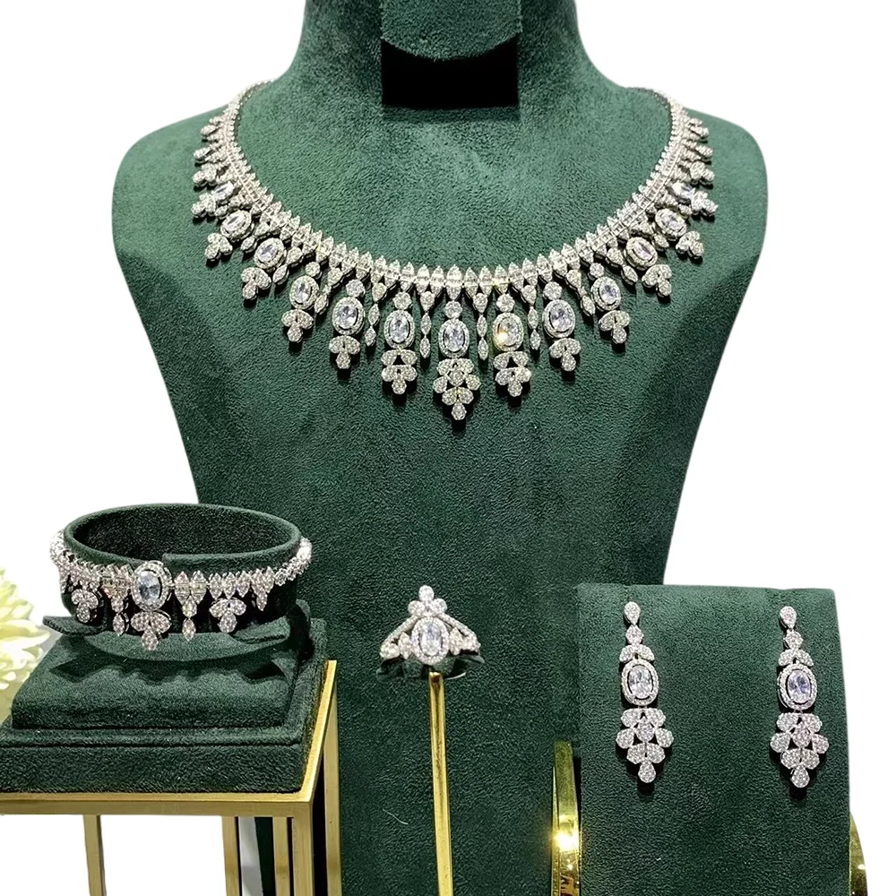

Tirim Luxury Bride Jewelry Sets Cubic Zirconia Full Necklaces Set for Women Wedding Engagement Party Crystal Jewelry Accessories
