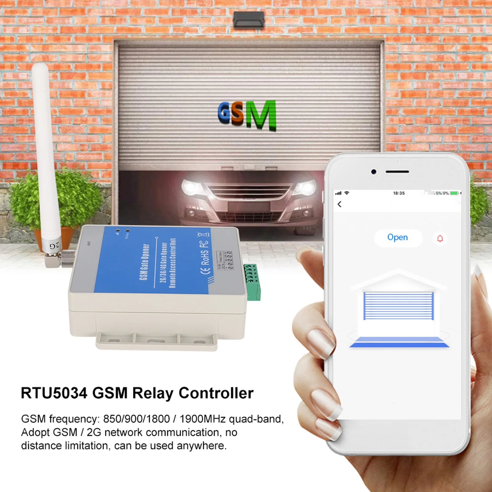 Garage Door Opener Garage Remote Control Wireless Door Opener RTU5034 GSM Gate Opener Relay Switch Automatic Remote Access Controller