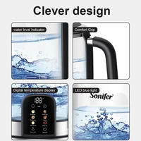 Bouilloire électrique en verre Sonifer 1,7 L, bouilloire à thé avec contrôle numérique de la température, chauffage à 6 étages, garde au chaud, ébullition rapide 2200 W 2