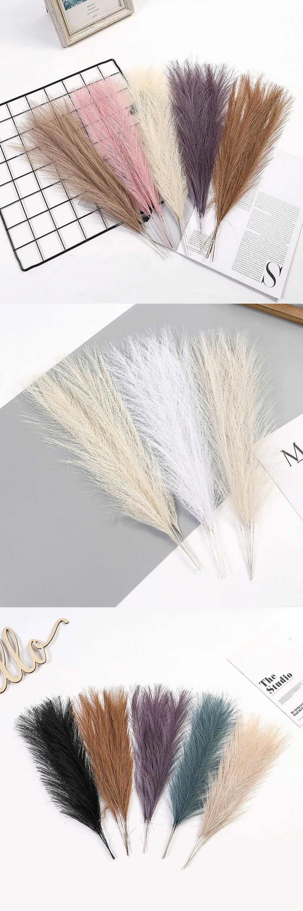 Fluffy Pampas Grass Reed Flower Artificial Pampas Grass Bouquet 42cm 1/5/10/30pcs Boho Wedding Bouquet Home Party Vase Decor