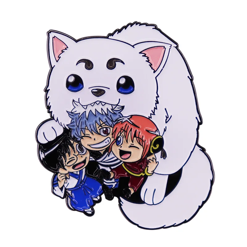 

Жесткие эмалированные значки GINTAMA, коллекционные милые комиксные Металлические Значки для воротника рюкзака, отворота, женские модные украшения, подарки