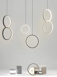 Ring Pendant Lights Bedroom Parlor Hanging Lamp Indoor Lighting Bedside Hanglamp Restaurant Bar White Black LED Industrial Lamps