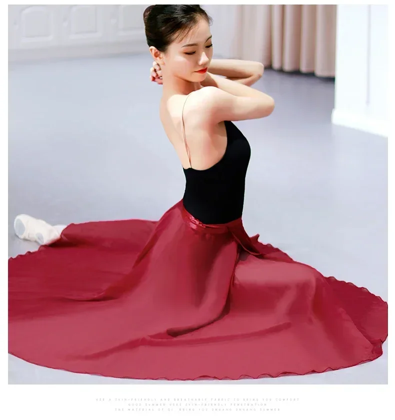 Chiffon Ballet Tutu Dance Skirt Wrap Scarf Ballerina Lyrical Long Ballet Skirt Gymnastics Dress Women