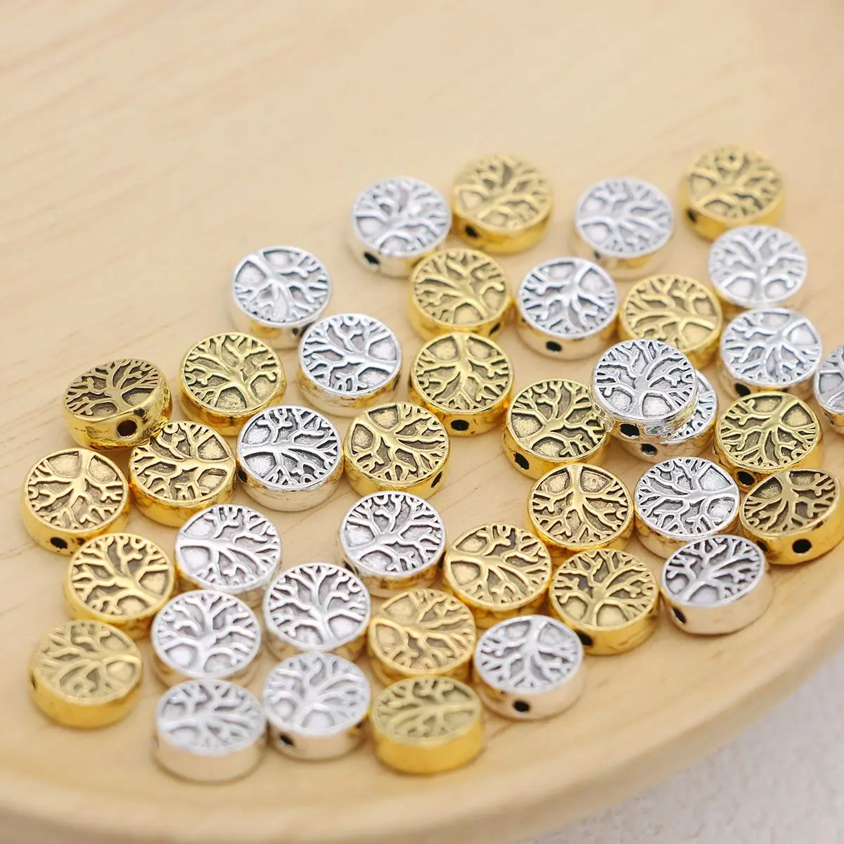 20PCS Tibetan Silver Plated Tree of Life Loose Spacer Beads For Jewelry Making Bracelet DIY Accessories Craft 9mm