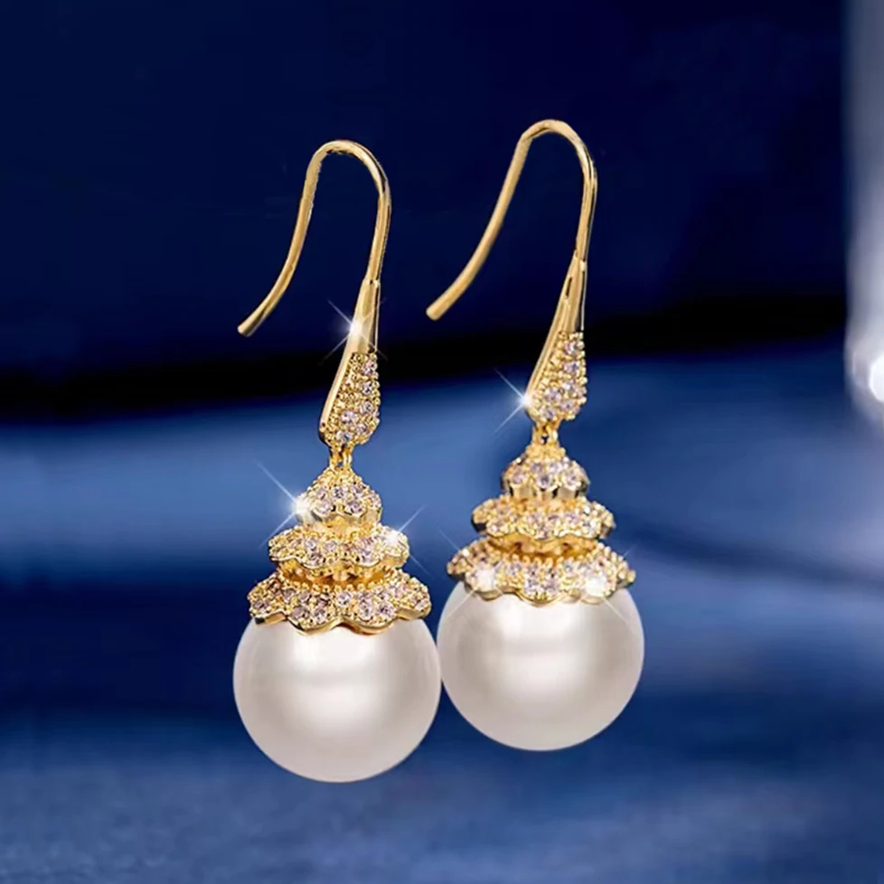 MEIDYEAR  New Pearl pendant long earrings for  women  luxurious atmosphere exquisite jewelry party gifts  daily work