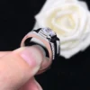 Simple Jewelry 0.5/1/2/3 Carat Round D Color VVS1 Clarity Moissanite Male Ring AU585 14K White Gold R072 3
