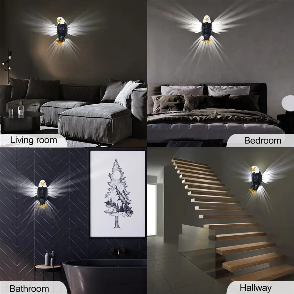 LED Wall Lamp Wall Light 3D Bald Eagle Wall Night American Eagle Night Light Decoration