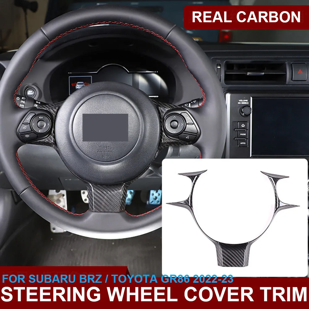 

LHD RHD Real Dry Carbon Fiber Interior Steering Wheel Frame Decoration Trim Cover Sticker For Toyota GR86 Subaru BRZ 2022-2023