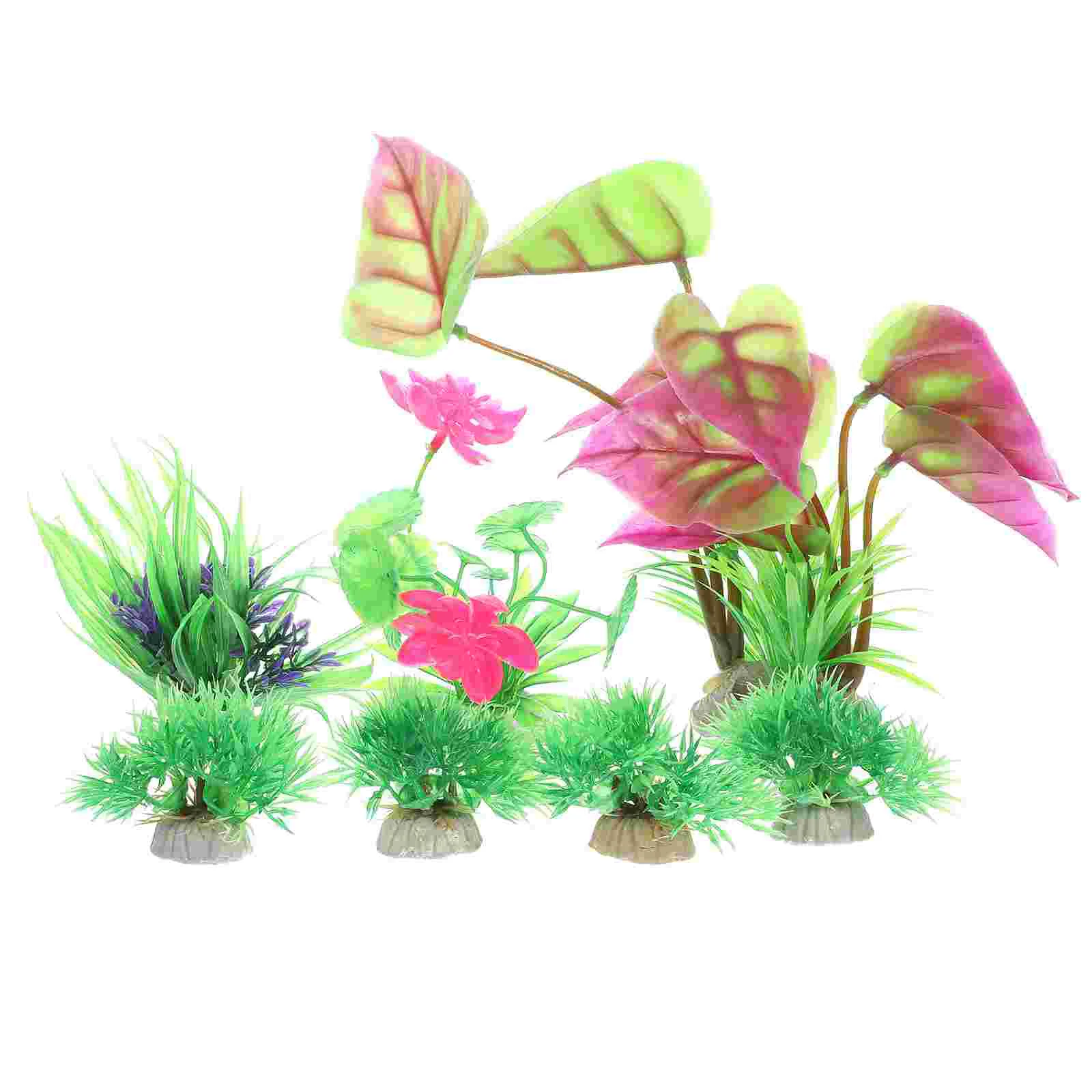 

7 Pcs Fish Tank Accessories Aquarium Aquatic Plants Decoration Simulated Small Decorations Plastic Water Landscape Prop