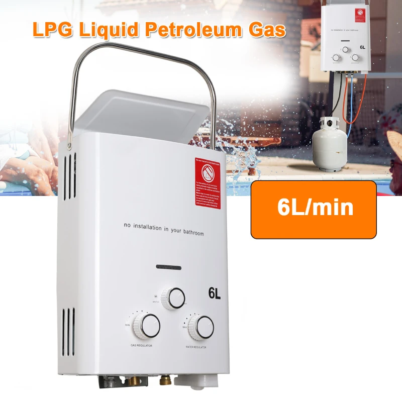 

6L Propane Gas Tankless Water Heater 12KW Instant Electric LPG Hot Water Heater Boiler With Shower Head Kit For Home RV Camping