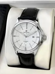 Elegant Men's Wristwatch with Leather Strap and Sleek Design - Premium Quality with Stylish Gift Box (White)