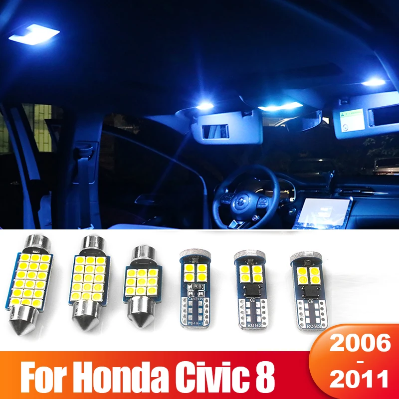 Для Honda Civic 8, 2006, 2007, 2008, 2009, 2010, FK, FD, Canbus, 4 шт., 12 В, светодиодное освещение для салона автомобиля, верхнее освещение, аксессуары для багажника