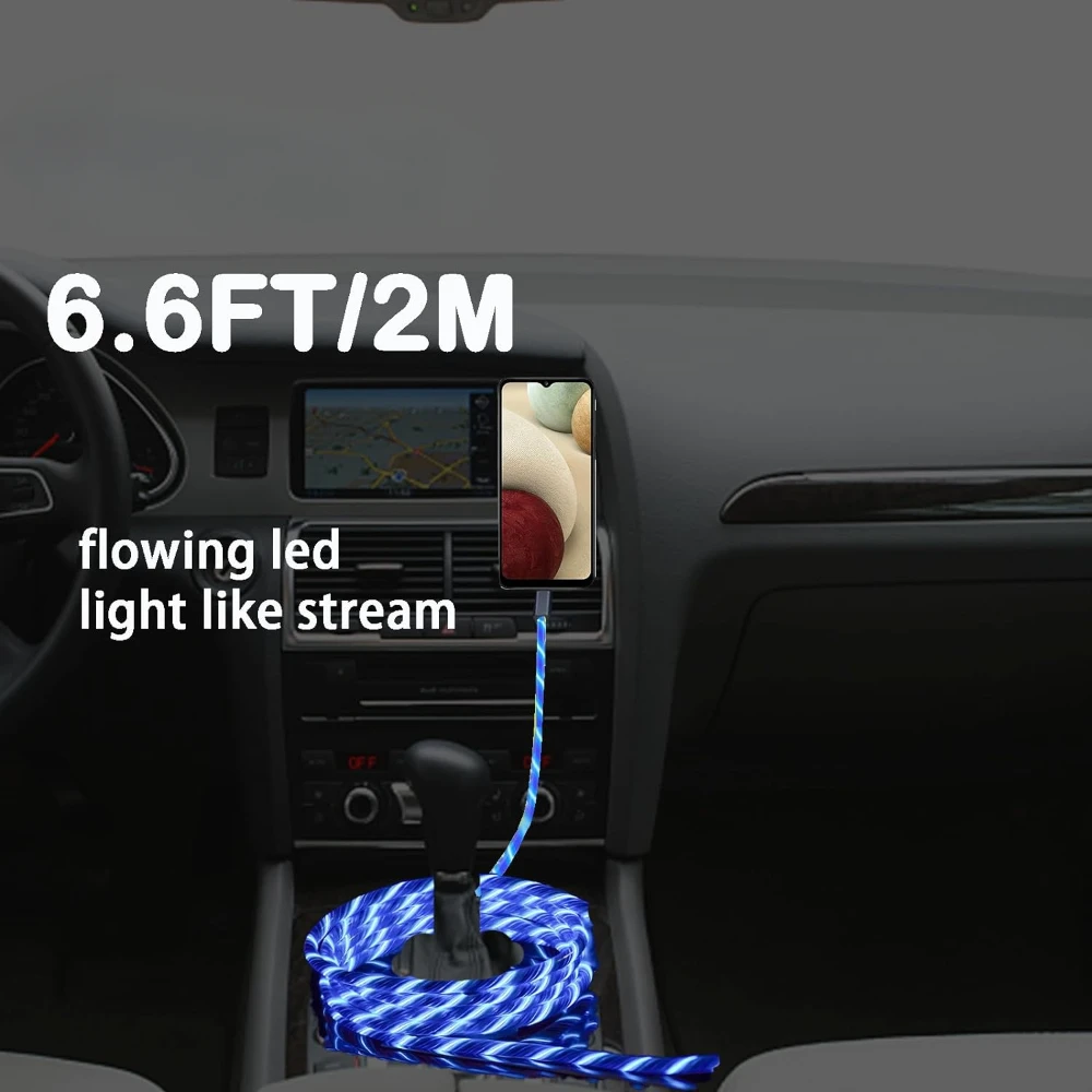 LED Light-Up USB Charging Cable - High-Speed 2.4A Charger Cord