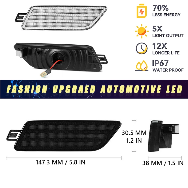 2Pcs For Porsche Macan 95B GTS 2014-2021 Dynamic LED Side Marker Lights Turn Sig