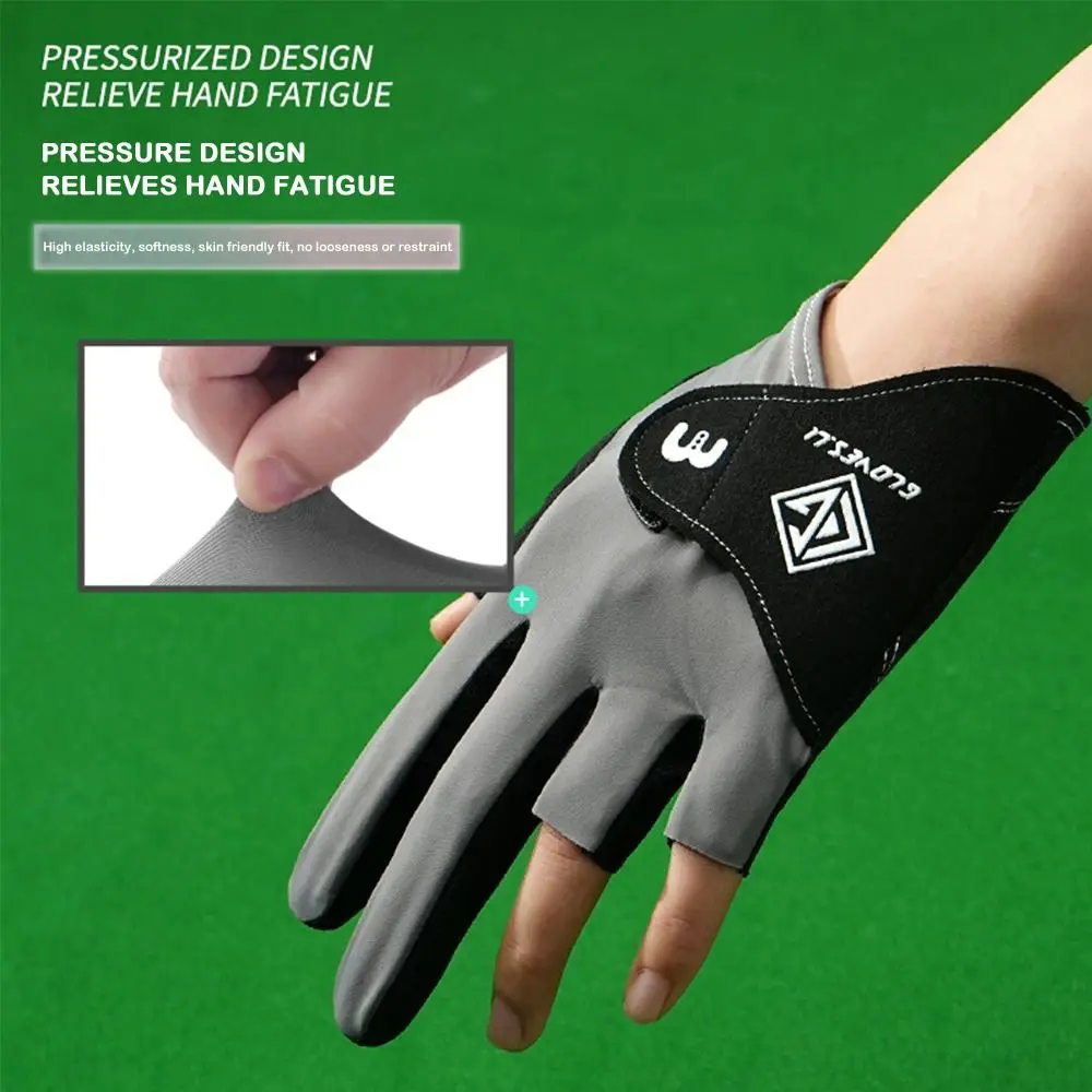 1pc Man Billiards Gloves Pool Gloves 3 Fingers Show for  Left Hand Anti-slip Breathable Snooker Gloves Billiards Accessories