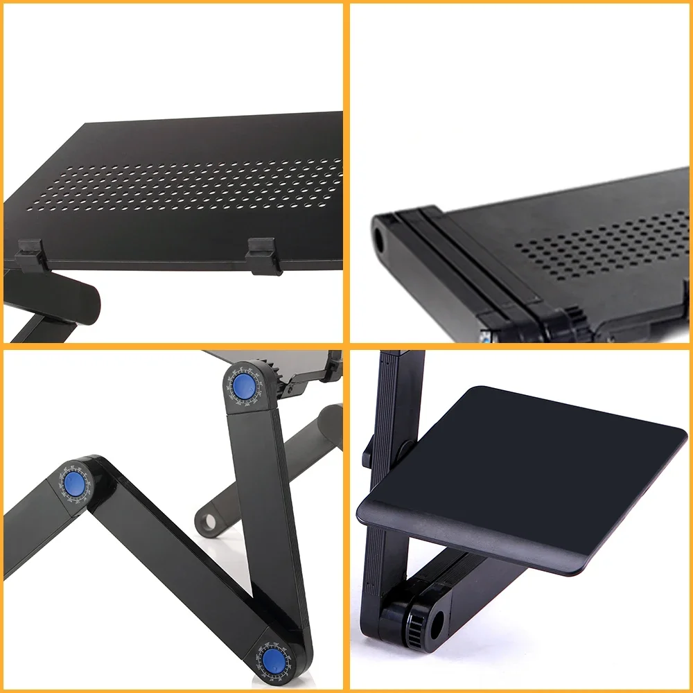 조절 가능한 노트북 책상 스탠드 휴대용 알루미늄 인체공학적 랩데스크 TV 침대 소파 PC 노트북 테이블 책상 스탠드 마우스 패드 포함