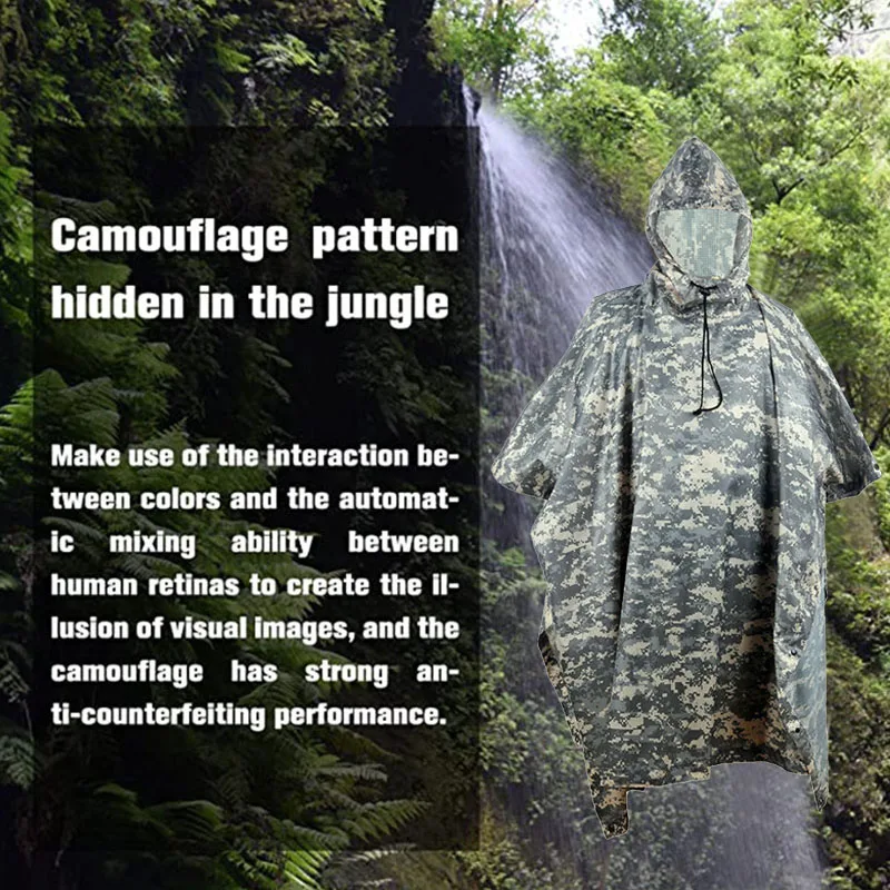 Raincoat Poncho VILEAD Poly Tactical Military Waterproof Outdoor