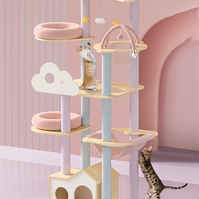 

Nordic Solid Wood Sisal Cat Climbing Frame for Pet Furniture Cat Jumping Platform Pet Supplie Design Space Capsule Cat Nest Tree