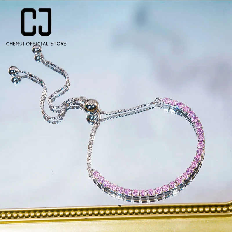 s925 Sterling Silver Purple Full High Carbon Diamond Bracelet Delicate Elegant Bracelet For Women Anniversary Gift Fine Jewelry