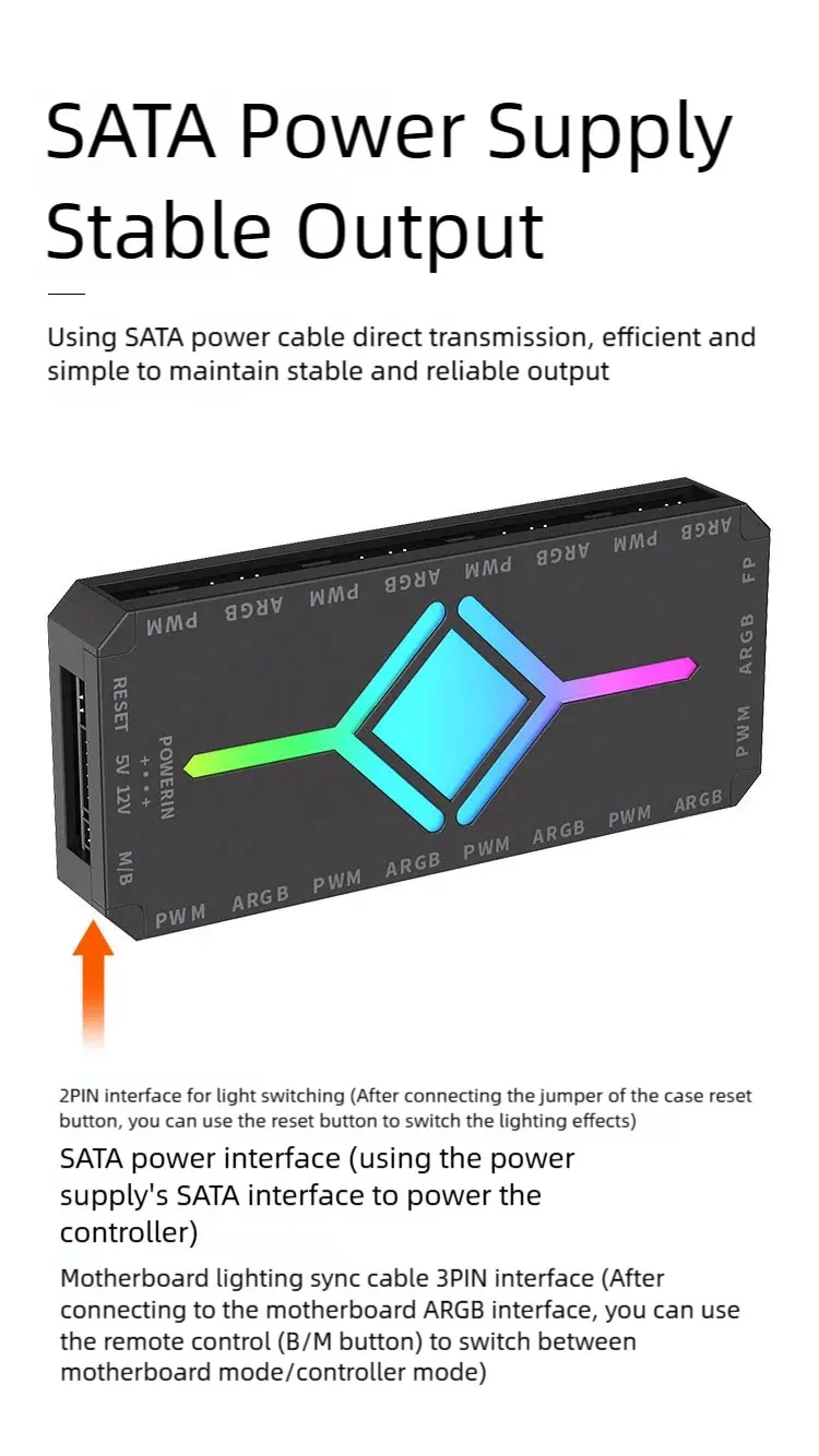 5V3 Pin ARGB Controller Computer Case Fan Divine Light Synchronous PWM Temperature Control 9-Port Hub Hub with Remote Control HU 4 Sd1935eacaa4440cc805a35d256900f0f5