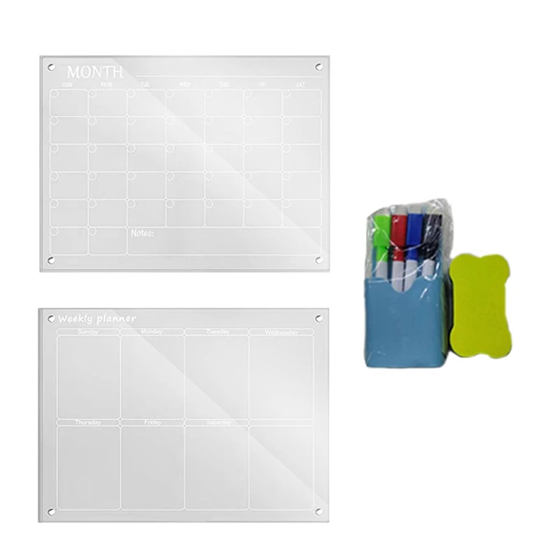 magnetic-notepad-calendar-acrylic-weekly-monthly-meal-planner-erasable-board-weekly-calendar-refrigerator-message-board-durable