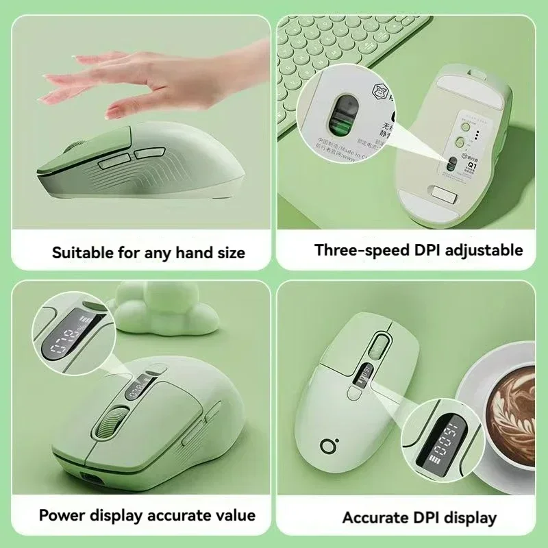 Eweadn Q1 2.4 Wireless Bluetooth Dual-Mode Mouse 1600PDI Smart Screen Esports Silent Rechargeable Gaming Mouse Accessories