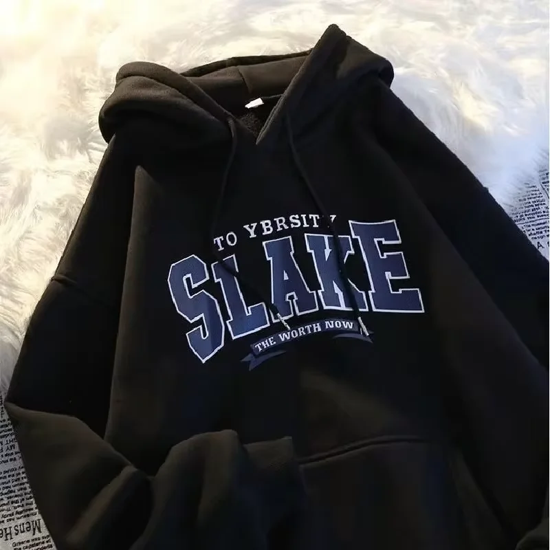 Spring/Autumn Korean Edition Fashion Retro Letter Printed Hoodie for Men and Women's Casual Sports Versatile Hoodie Coat