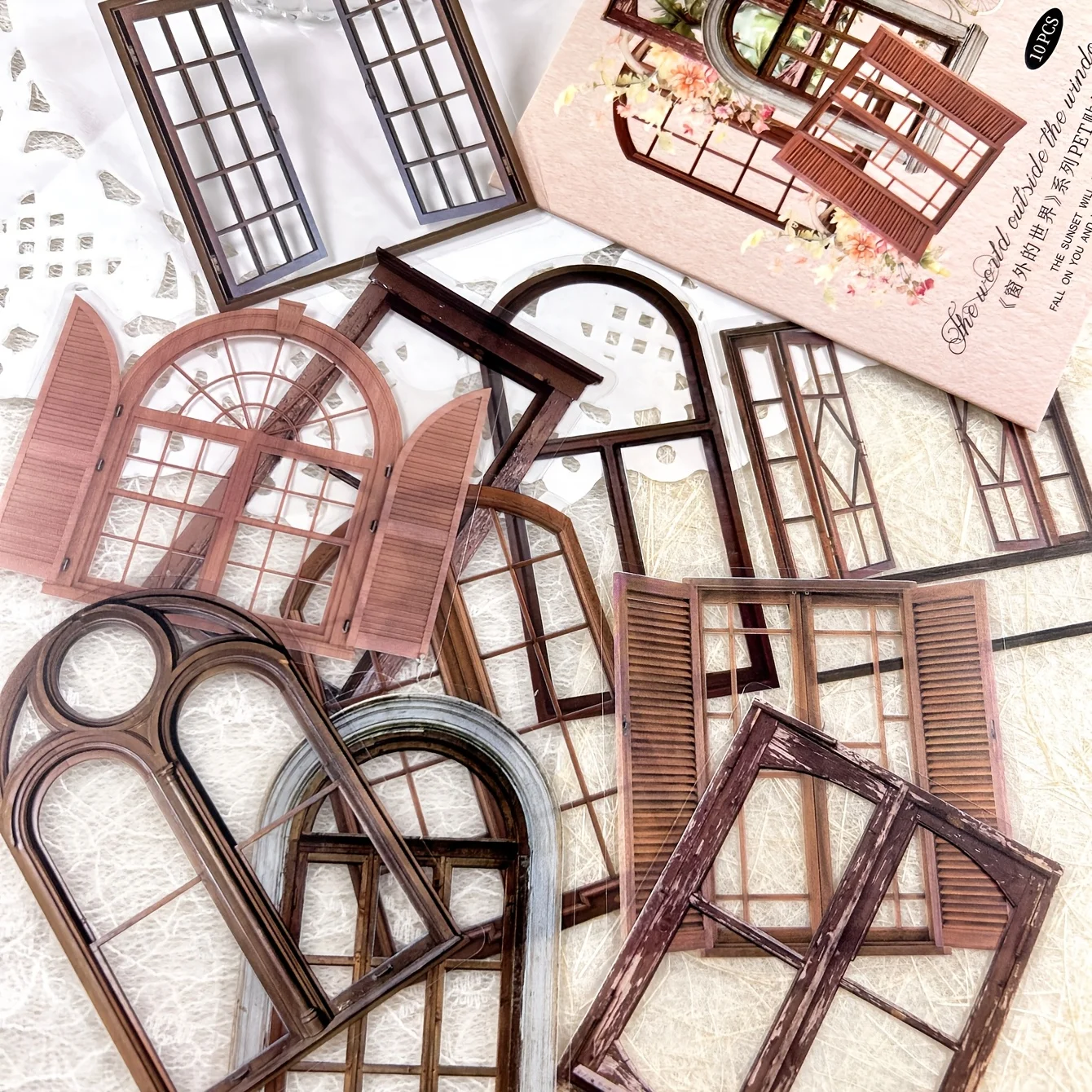 JIANQI 11 Stück/Packung Retro-Tor-Aufkleber, dekorative Scrapbooking-Collage-Materialien, Vintage-Tore-Aufkleber für die Herstellung von Journal-Bastelarbeiten – Detail 8