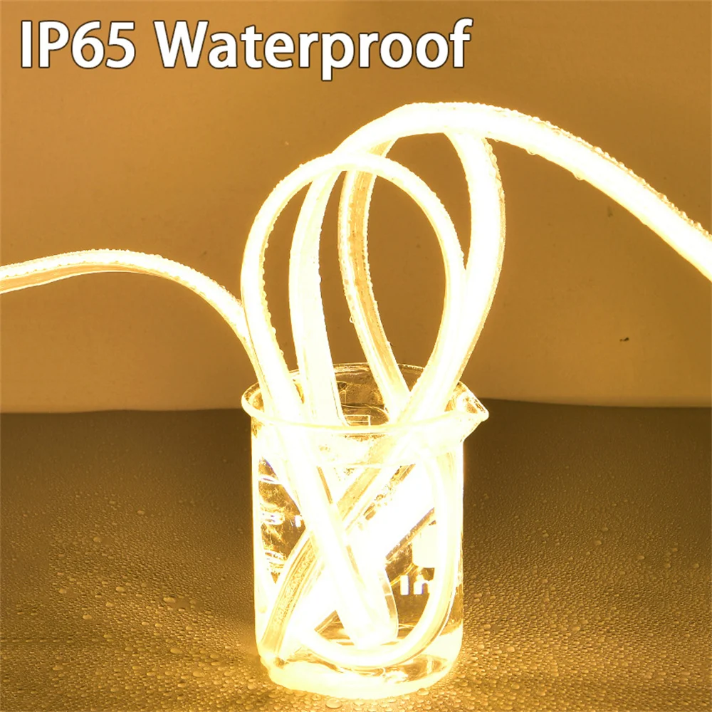 Led Strip Lights 220V High Brightness COB Led Strip IP65 Waterproof Adhesive Flexible Ribbon for Room Outdoor Garden Lighting 4