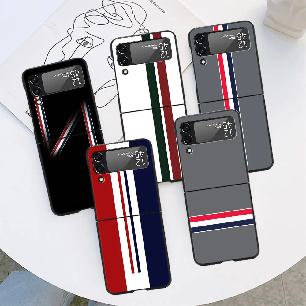 Luxury Line Cool Case Per Samsung Galaxy Z Flip 3 4 5G Flip4 Flip3 Black Hard Pc Phone Shell Zflip3 Zflip4 Cover Protettiva