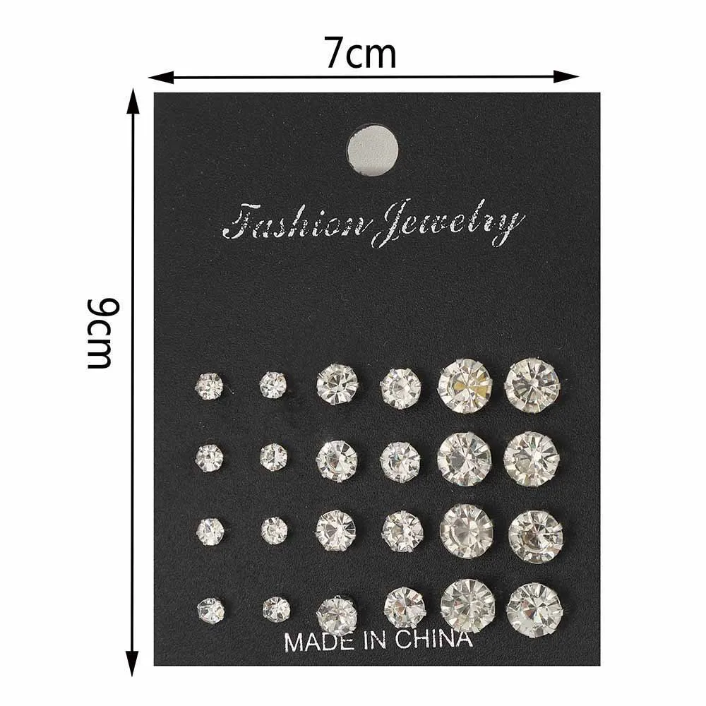 Zircon Stud Earrings Set 36 Pairs Shiny Zircon Stud Earrings Set for Women Men Daily Versatile Chic Silver Color Crystal Ear Jewelry Accessories
